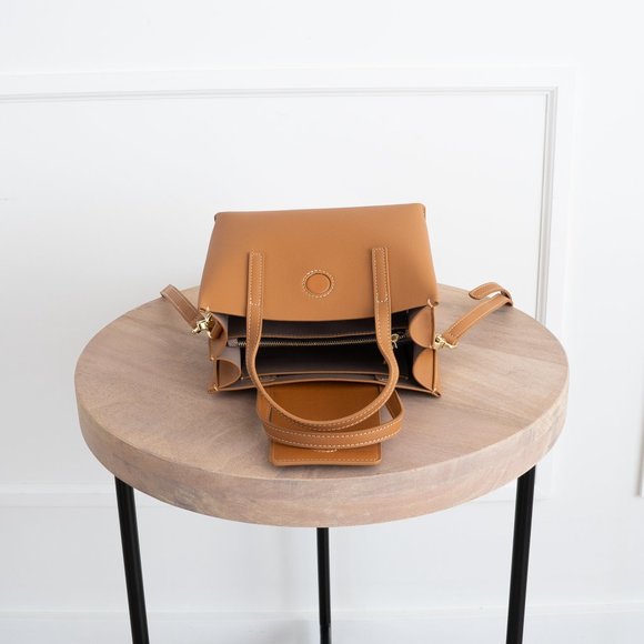 😍 Stella Mini Satchel Bag - Genuine Leather - Burnt Caramel - Picture 10 of 15